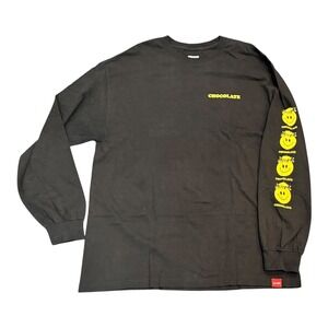 Vintage Chocolate Skateboards Long Sleeve T-Shirt‎ XL Smiley Face Black